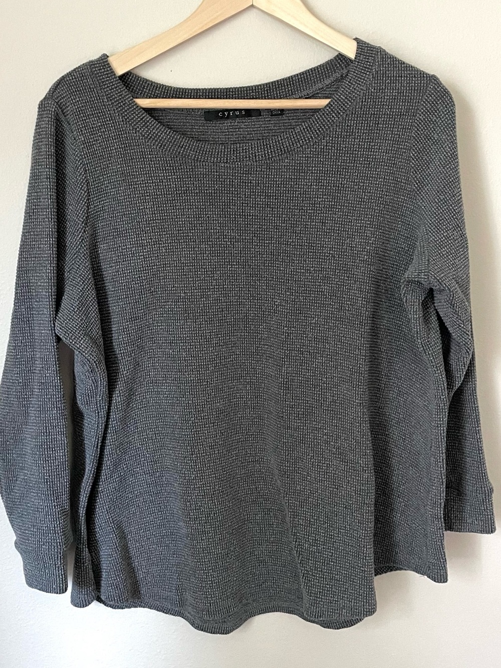 Cyrus - Gray Waffle Knit Long Sleeve Top  | Cozy Casual Layering - Size 1X
